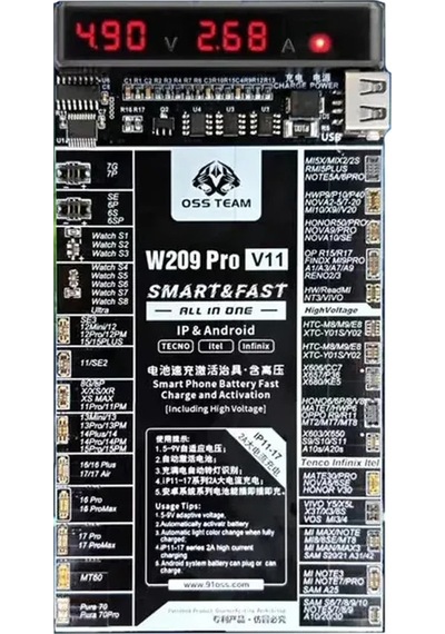 Oss Team W209 Pro V11 Akıllı Telefon Bataryası Hızlı Şarj Ve Aktivasyon Kartı iPhone Uyumlu 6-17 Pro Max/apple Watch/android Telefonlar İçin