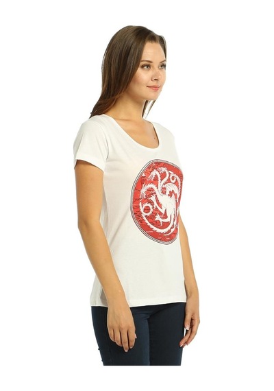 Bant Giyim - Game Of Thrones Targaryen Beyaz Kadın Tişört Beyaz