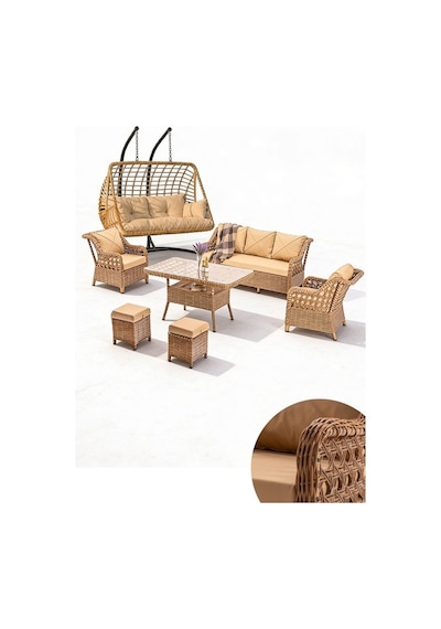 Dora Garden Home Ecem 7 Kişilik Rattan Bahçe Mobilyası Ve 2 Kişilik Rattan Salıncak Seti Kahverengi Siyah Çizgili Dora Garden Home Ecem 7 Kişilik Rattan Bahçe Mobilyası Ve 2 Kişilik Rattan Salıncak Seti Kahverengi Siyah Çizgili