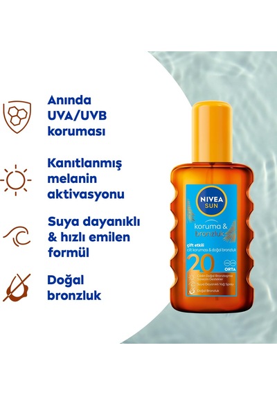 Nıvea Sun Spf20 Güneş Koruyucu Ve Bronzlaştırıcı Vücut Sprey 200ml,suya Dayanıklı, Doğal Bronzluk, Uva Uvb Sku: Smg8690010414748 Açık Bej Nıvea Sun Spf20 Güneş Koruyucu Ve Bronzlaştırıcı Vücut Sprey 200ml,suya Dayanıklı, Doğal Bronzluk, Uva Uvb Sku: Smg8690010414748 Açık Bej