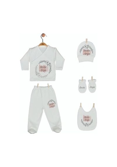 Pia Baby Gl 1908-05 İsme Özel Beşli Zıbın Set Krem