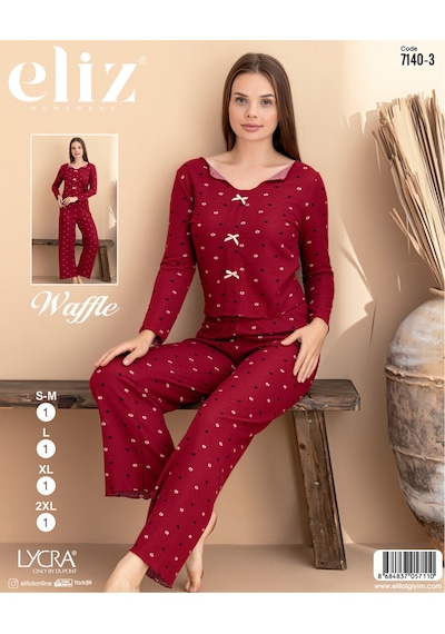 Street Beauty Eliz Waffle Fiyonklu Pijama Takım Kırmızı