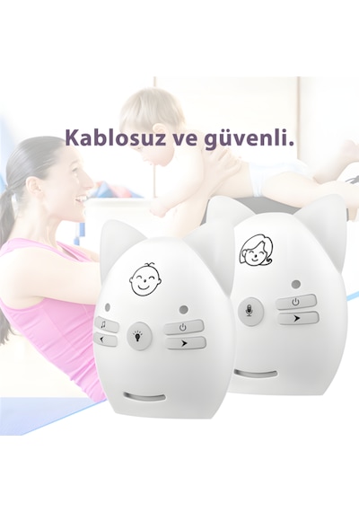 V30 Bebek Telsizi Uzun Menzilli Sesli Bebek Monitörü, İki Yönlü İletişim, Uzaktan Gece Işığı Kontrolü, Ninnili, Taşınabilir Klipsli Tasarım