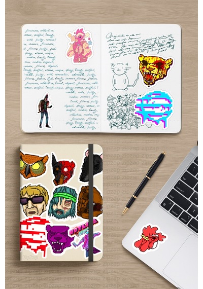 Hotline Miami Video Oyun Telefon Laptop Yapışkanlı Folyo Sticker Paketi 20 Adet Çok Renkli