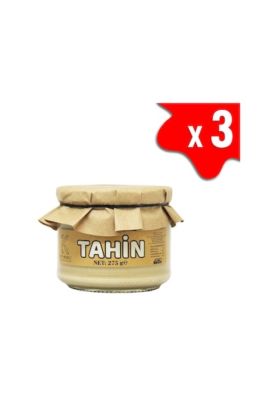 Laçoko Şekersiz Vegan İnce Öğütülmüş Susam Tahin Cam Kavanoz 3 x 275 G