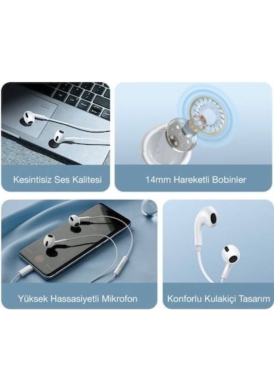 Baseus Polham Hd Ses Seviyeli Type-C Kablolu Kulakiçi Kulaklık Type-C Kulaklık