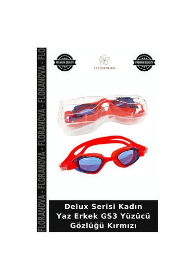 Delux Serisi Kadın Yaz Erkek Gs3 Yüzücü Gözlüğü Kırmızı