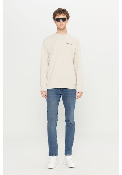 AC&Co / Altınyıldız Classics Erkek Bej 2 İplik Pamuklu Standart Fit Normal Kesim Rahat Bisiklet Yaka Sweatshirt Bej