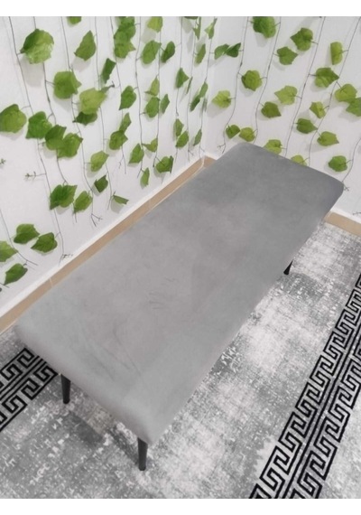Özcan Metal Siyah Metal Ayaklı Metal Kasalı Bench Mutfak Salon Antre Yatak Odası Balkon Puf Bank Gri