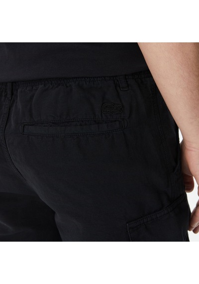Lacoste Men's Relaxed Fit Black Bermuda Shorts Erkek Kargo Cepli Rahat Kesim Pamuk Keten Şort Siyah