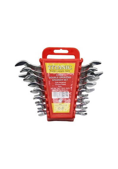 Tıtanıc Tools Ağzı Açık Anahtar Takımı 6-22mm 8 Adet Plastik Stand Taşıma Aparatlı - 4'li Paket