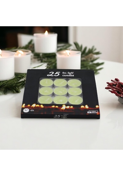 Tealight Mum 25x10 Gr Dekoratif Mumu Kandil Hediyelik Fitilli Mumluk Şamdan Krem Renk Kokusuz Çok Renkli