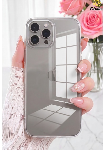 Fibaks iPhone 15 Pro Max Uyumlu Kılıf Renksiz Şeffaf Yumuşak Ince Esnek Silikon Kapak