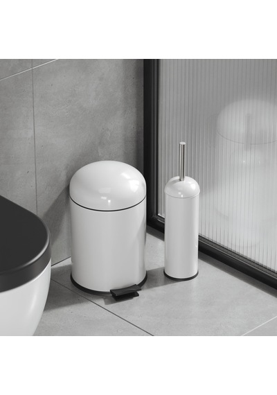 Aqua Bagno Smile Klozet Fırçası + Çöp Kovası 5 Lt -2 Parça Set, Beyaz