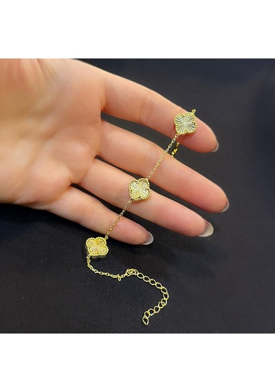 Stela Gold Renkli Yonca Gümüş Bileklik