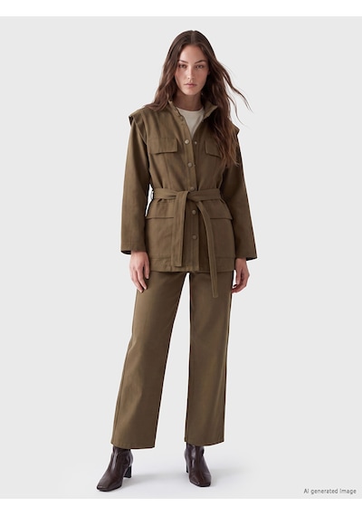 Lcw Modest Haki Wideleg Kadın Jean Pantolon