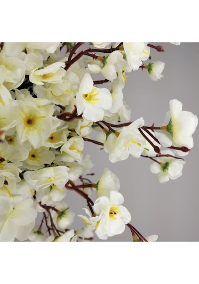 Yapay Ağaç Beyaz Bahar Dalı Japon Kiraz Çiçeği Beyaz Saksılı 90Cm