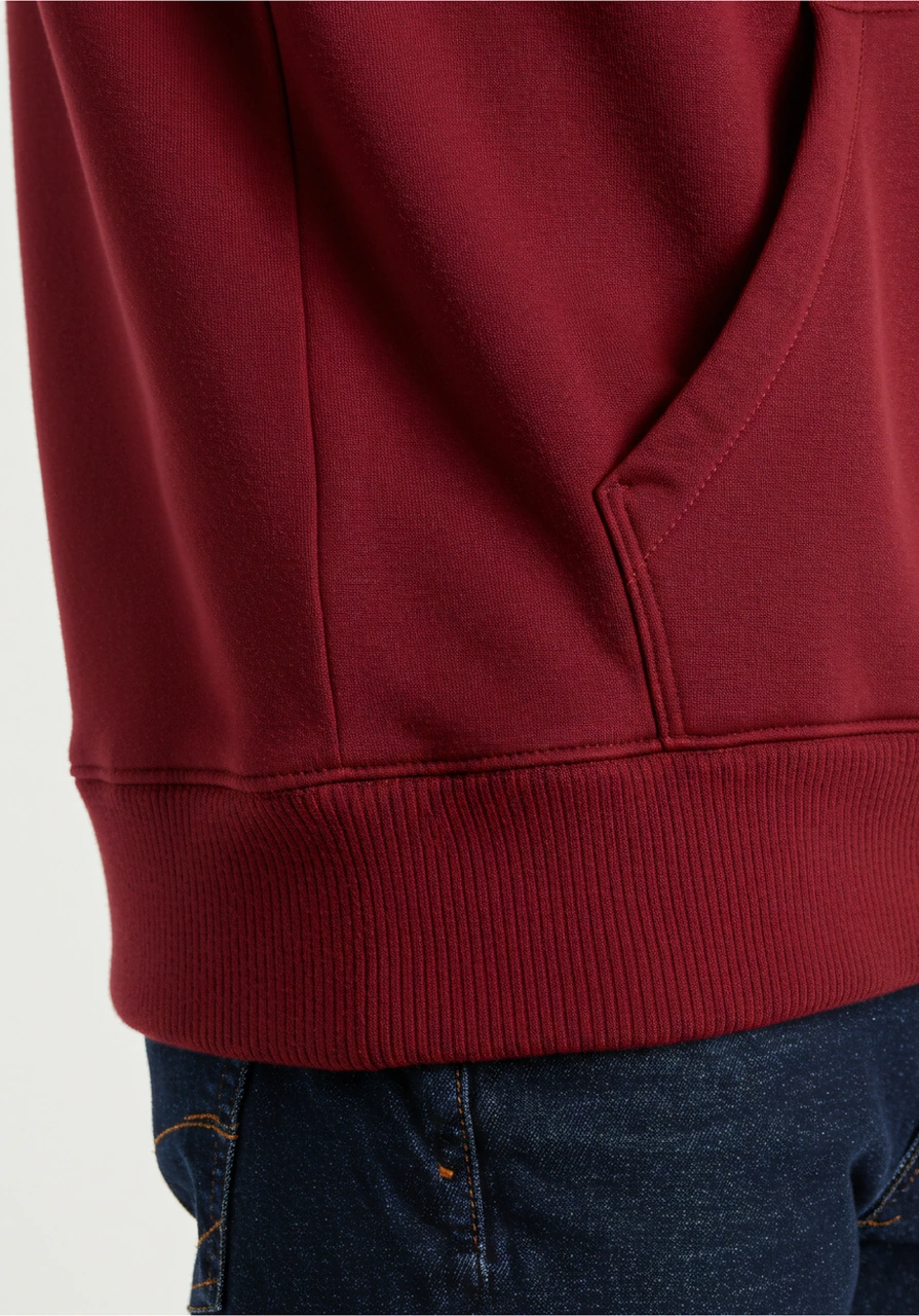 Erkek Oversize %100 Pamuk Yüksek Kalite Erkek Kapüşonlu Sweatshirt Kırmızı