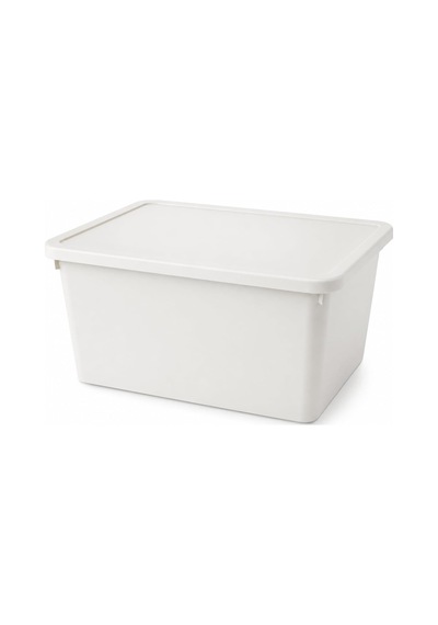 20 Litre Kapaklı Plastik Depolama Kutusu Organizer Kutu Çok Amaçlı Düzenleyici Saklama Kutusu E Beyaz
