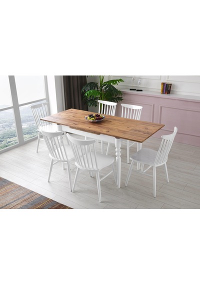 Erezogullari_Mobilya Cunda Yandan Açılır Mutfak Masa Takımı Ve 6 Adet Sandalye 70X110C Erezogullari_Mobilya Cunda Yandan Açılır Mutfak Masa Takımı Ve 6 Adet Sandalye 70X110C