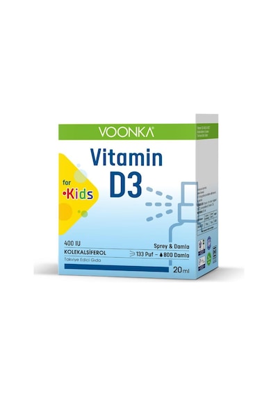 Voonka Kids Vitamin D3 400 Iu Sprey Damla 20 Ml