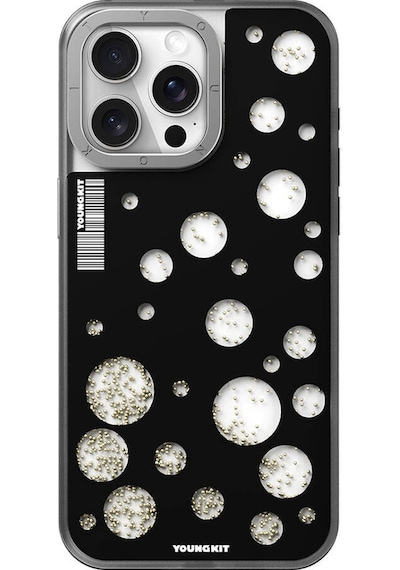 Apple Uyumlu iPhone 14 Pro Max Kılıf Magsafe Şarj Özellikli Youngkit Quicksand Beads Serisi Kapak Siyah