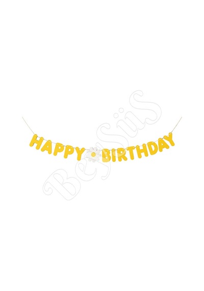 Papatya Temalı Happy Birthday Banner Tüm Yaşlar