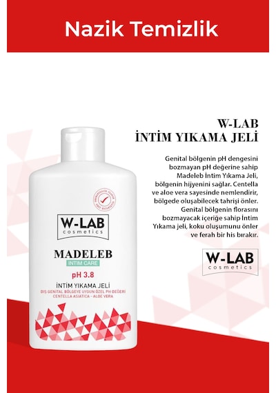 W-Lab Cosmetics Madeleb 3.8 pH Dengeli İntim Jel 250 ML