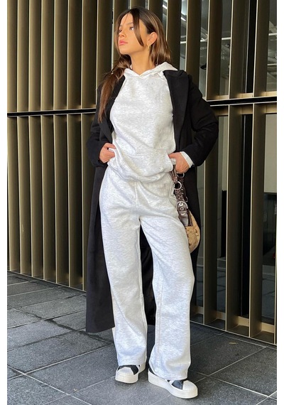 Madmext Gri Wide Leg Basic Eşofman Altı Mg1916-gri Gri