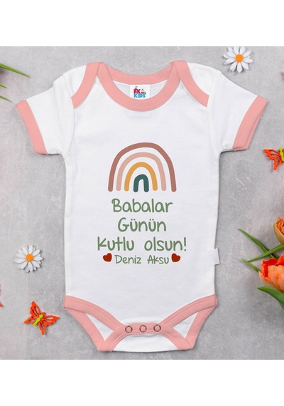 Bk Gift Bk Kids Kişiye Özel Pembe Bebek Body Zıbın - Model 31