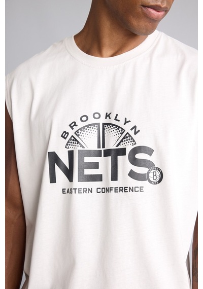 Defacto Nba Brooklyn Nets Bisiklet Yaka Boxy Fit Bisiklet Yaka Atlet H8273ax26augr519 Gri-gr519