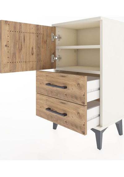 Arges Komodin 2 Raflı Tek Çekmeceli Tek Kapaklı 44x30x80 Aytaşı-çam Aytası