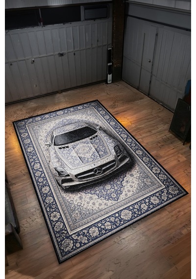 Mercedes Sls Amg Araba Desenli Halı Dijital Baskı Yıkanabilir Kaymaz Taban Leke Tutmaz Çok Renkli7