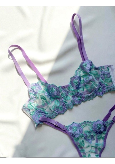 La Linaa Olivia Mor Yeşil Kadın Bralet Takım-mor-yeşil Mor - Yeşil