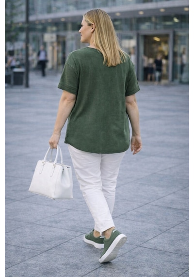 Cedy Denim Cedy - Kadın Özel Tasarım Esnek, Pul Payet, Dantel Detaylı Yıkamalı Büyük Beden Tişört Haki Cedy Denim Cedy - Kadın Özel Tasarım Esnek, Pul Payet, Dantel Detaylı Yıkamalı Büyük Beden Tişört Haki