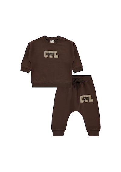 Civil Baby Cvl Baskılı 6-18 Ay Takım - Kahverengi Koyu Kahve