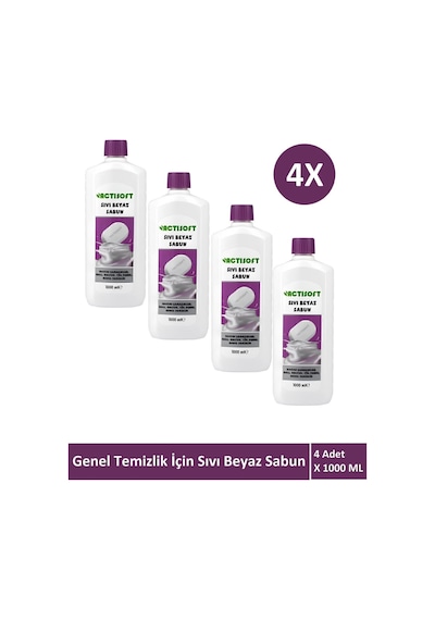 Sıvı Beyaz Sabun Yüzey Temizleyici 1000 Ml X 4 Adet 4'lü Set