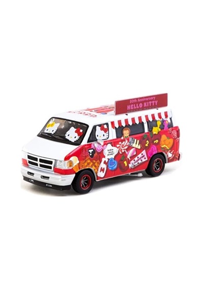 Tarmac Works Dodge Van Hello Kitty Food Kırmızı 1/64 Model Araba