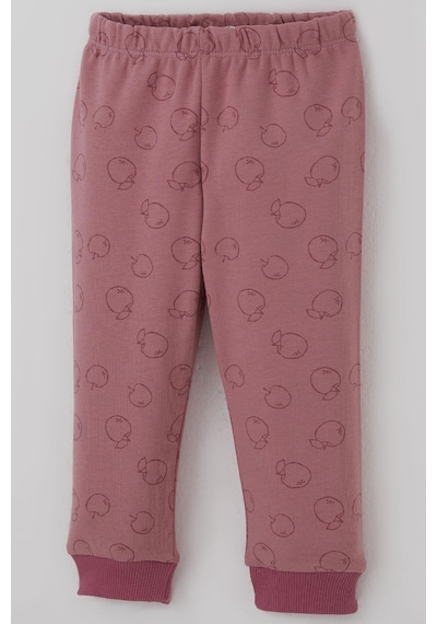Breeze Kız Bebek Pijama Takımı Önden Düğmeli Elma Desenli 4 Ay-1 Yaş, Gülkurusu Gülkurusu
