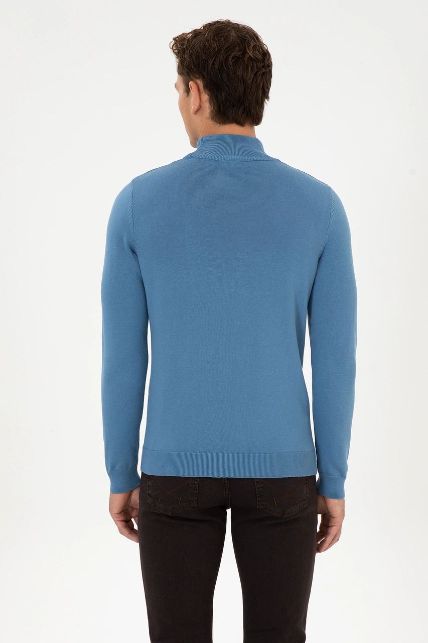 U.S. Polo Assn. Erkek Slim Fit Yarım Balıkçı Yaka Saks Basic Kazak 50307783-VR032
