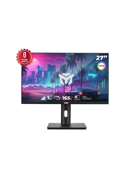 27 Cube Pa-27v165f Va 1ms 165hz 2xhdmı 2xdp 2k Qhd 2560x1440 Freesync Yukseklık Ayarı Vesa Pıvot Rgb Sıyah  Olu Pıx