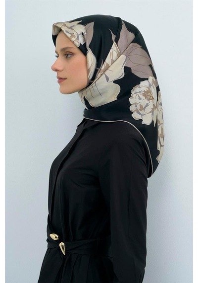 Armine İpek Eşarp 2026 Yaz - 9509-09 Siyah Twill
