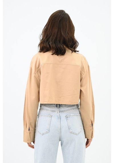 Koza Butik Kadın Crop Cep Detaylı Gömlek 1672-24 001