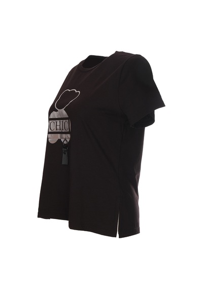 Ysatis Minimalist Oversize Kadın Bluz - Kısa Kol Yuvarlak Yaka Siyah