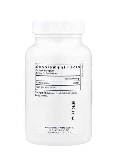 Vital Nutrients, Na-c, 600 Mg, 100 Vegan Capsules