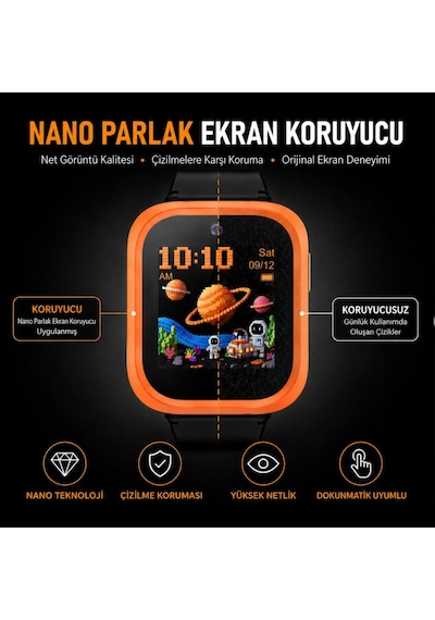 Tcl Kids Watch K5 İle Uyumlu Ekran Koruyucu Nano Parlak 2 Adet Mt50v