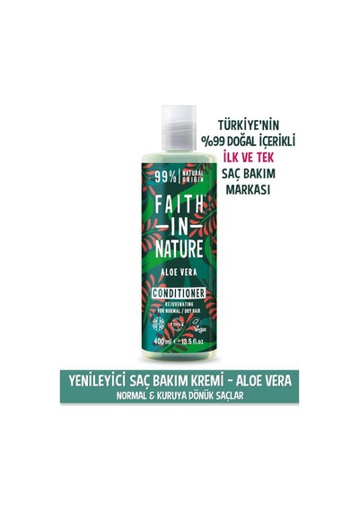 Faith in Nature %99 Doğal Yenileyici Aloe Vera Normal & Kuruya Dönük Saçlar İçin Saç Bakım Kremi 400 ML