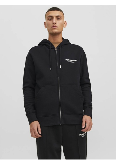 Jack & Jones Jorvesterbro Zıp Hood Noos Siyah Erkek Sweatshirt 12241691 Siyah
