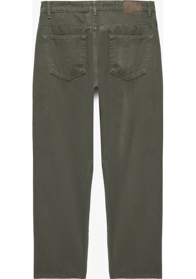 Koton Cepli Normal Bel Pamuklu Vintage Straight Fit Jean Pantolon Vizon 7wam40261nd