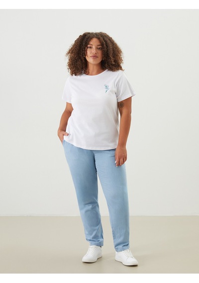 Lcwaıkıkı Classic Bej Beli Lastikli Carrot Fit Kadın Jean Pantolon